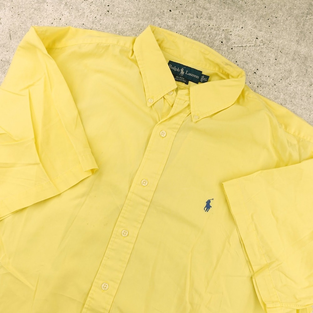 Vintage Polo Ralph Lauren Blake Button Down Shirt Mens XL Yellow Short Sleeve